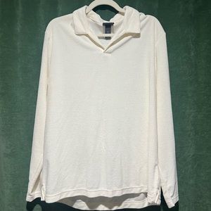 H&M Off White Beach Style Terry Cloth Long Sleeve Shirt Size XL